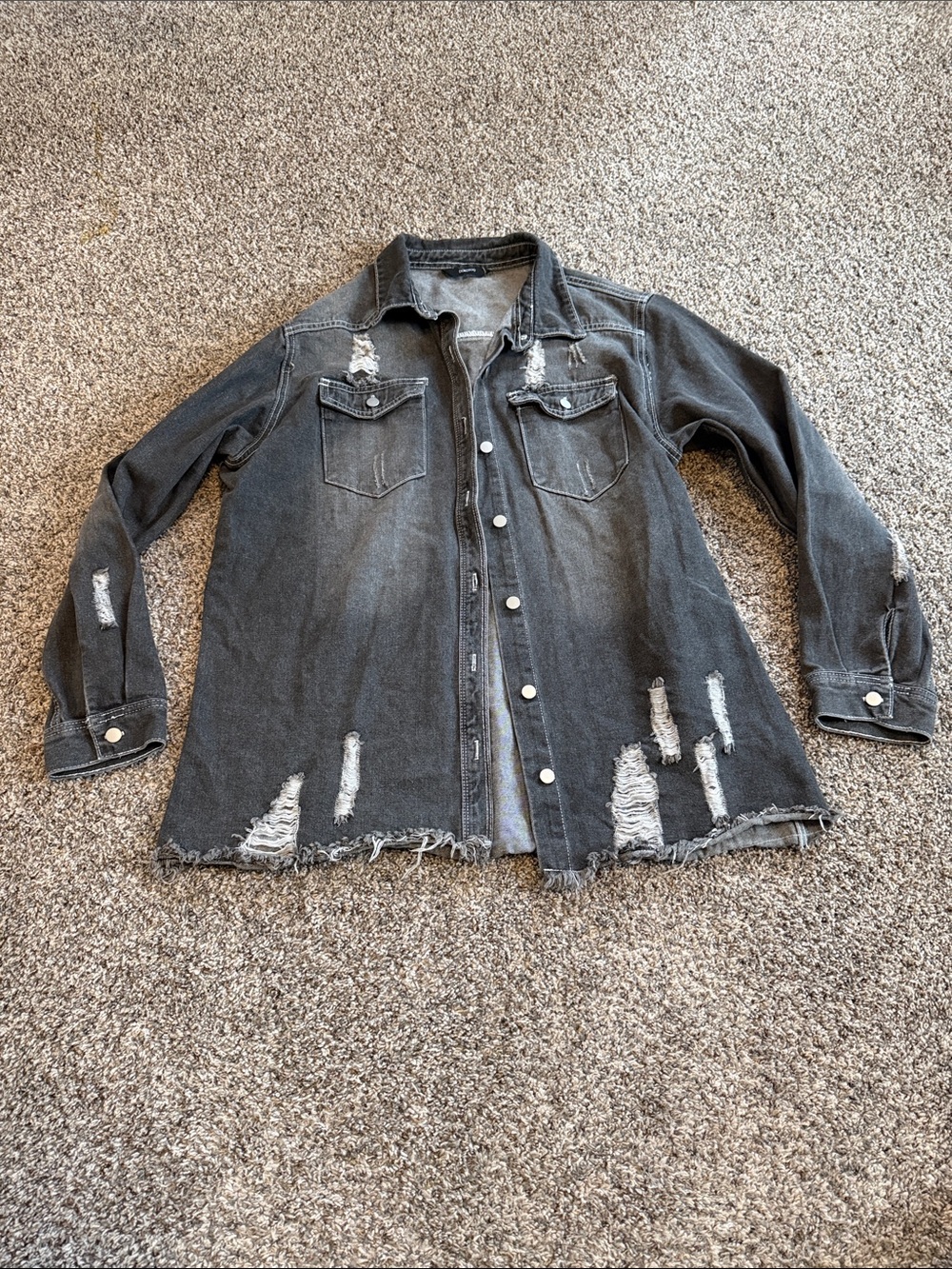 Dokotoo Distressed Black Denim Shirt/Jacket for Women Size 2X